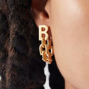 Balenciaga Gold Chain Letter B link Earrings - new in box